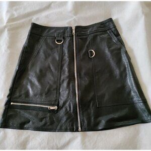Nastygal Black Faux Leather Mini Skirt Size 2 punk goth